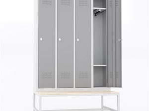 USTA STEEL WARDROBE WITH METAL BENCH SEAT NARROW TYPE 4 DOORS U-D04-BNK