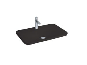 NEWARC DROP COUNTERTOP FAUCET SINK WITH HOLE GLOSSY BLACK 65X45X2,5CM DRO L065B