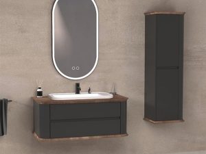 AQUANİL PİER 100 CM WHITE BATHROOM CABINET WITH SINK ANTHRACITE | AQUANİL PİER 100 CM BEYAZ BANYO DOLABI LAVABO ANTRASİT