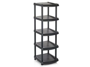 5 LAYER SINGLE BLACK PLASTIC SHOE RACK