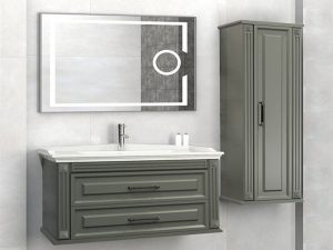 AQUANİL MOSKOVA 100 CM BATHROOM CABINET LENTICULAR LED MIRROR- ANTHRACITE | AQUANİL MOSKOVA 100 CM BATHROOM CABINET LENTICULAR LED MIRROR- ANTRASİT