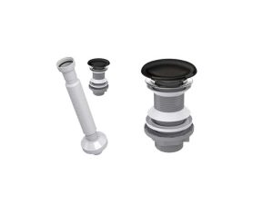 ELİXİR POP UP SIPHON CERAMIC HEAD GLOSSY BLACK AND BELLOWS DRAIN PIPE WITHOUT OVERFLOW HOLE