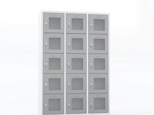 MASTER STEEL SAFETY DEPOSIT LOCKER WITH PLEXI DOOR 15 COMPARTMENTS 117X40X175 U-GZ015-P | MASTER ÇELİK EMANET KASA DOLABI PLEKSİ KAPILI 15 BÖLMELİ 117X40X175 U-GZ015-P