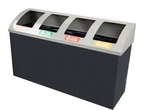 MAXİFLOW 4 COMPARTMENT PAINTED RECYCLING WASTE BIN OVAL LID 32555 | MAXİFLOW 4 BÖLMELİ BOYALI GERİ DÖNÜŞÜM ATIK KUTUSU OVAL KAPAK 32555
