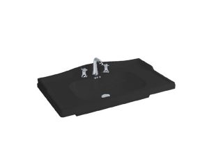 NEWARC ELITE THREE HOLE WASHBASIN WITH ETAGERE GLOSSY BLACK 80X46X8CM 509080BT-B
