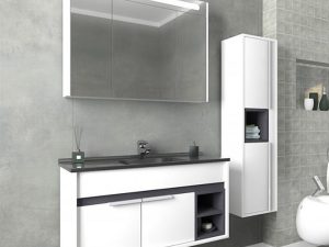 AQUANİL NAPOLI 85 CM BATHROOM CABINET WITH BLACK SINK WHITE