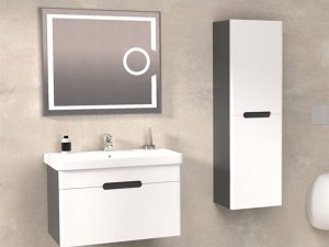 AQUANİL OLİMPİA 80 CM BATHROOM CABINET LENTICULAR LED MIRROR ANTHRACITE / WHITE