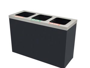 MAXİFLOW 3 COMPARTMENT PAINTED RECYCLING WASTE BIN SQUARE LID 18249
