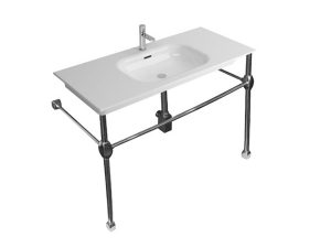 NEWARC CHROME PEDESTAL WASHBASIN NATURAL 80CM NAT A080