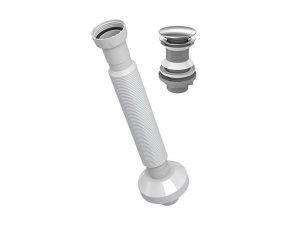 FELIX POP UP SIPHON STAINLESS STEEL HEAD CHROME AND BELLOWS DRAIN PIPE WITHOUT OVERFLOW HOLE