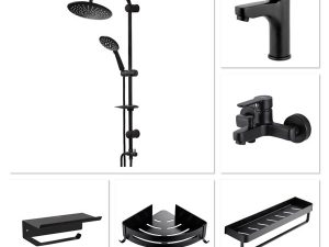VENEZIA CHROME ARTEON 6-PIECE BLACK BATHROOM SET