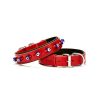 DOGGİE COMFORT LEATHER EVIL EYE BEAD DOG NECK COLLAR RED 2.5X37-45CM SBT2523MRED
