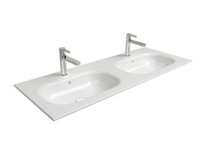 NEWARC NATURAL WASHBASIN WITH ETAGERE DOUBLE BOWL 120X46X1,4CM 504121 | NEWARC DOĞAL LAVABO ETAJERLİ ÇİFT KABİN 120X46X1,4CM 504121