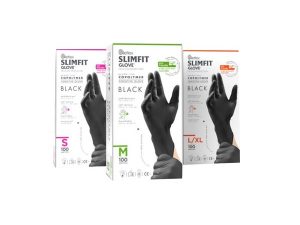 REFLEX SLIM FIT POWDER FREE GLOVES BLACK M SIZE NEW GENERATION TECHNOLOGY 100 PACK