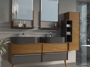 AQUANİL PAREJA 140 CM BATHROOM CABINET ANTHRACITE / OAK | AQUANİL PAREJA 140 CM BATHROOM CABINET ANTHRACITE / OAK