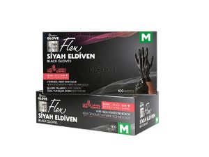 REFLEX FLEX POWDER FREE GLOVES BLACK M SIZE NEW GENERATION HYBRID TECHNOLOGY 100 PACK