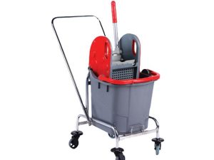 NEMKAR SINGLE BUCKET PRESSED CLEANING TROLLEY SET METAL CHROME CKS-3227