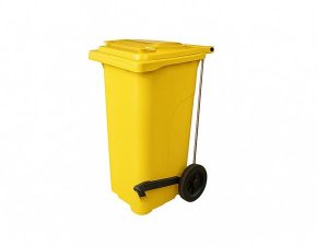 120 LT WHEELED GARBAGE CONTAINER WITH PEDAL YELLOW CTK-3006