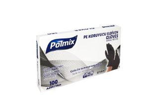 POLMIX TRANSPARENT GLOVES 100 PCS BLACK