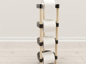 SEOWOOD SEO-8102 WOODEN TOILET PAPER HOLDER WITH 4 HANGERS