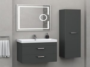 AQUANİL MARİA 80 CM BATHROOM CABINET LENTICULAR LED MIRROR ANTHRACITE