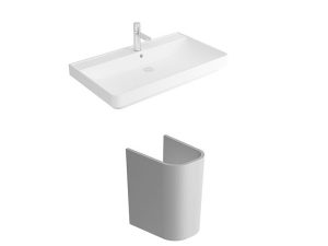 NEWARC PLEXEL HALF PEDESTAL WASHBASIN 80X46X6.5 CM 502080+ COMPACT WASHBASIN FOOT COM A012 | NEWARC PLEXEL YARIM AYAKLI LAVABO 80X46X6,5 CM 502080+ KOMPAKT LAVABO AYAĞI COM A012
