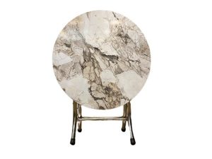 LUXURY MARBLE PATTERNED ROUND FOLDING TABLE 80 CM DLY-120 | LÜKS MERMER DESENLİ YUVARLAK KATLANIR MASA 80 CM DLY-120