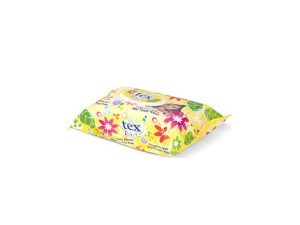 TEX BABY WET TOWEL 100 PACK WITH COVER YELLOW ISL041