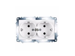 VISCO KARRE WHITE DOUBLE GROUNDED SOCKET