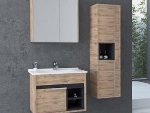 AQUANİL NAPOLI 65 CM WHITE BATHROOM CABINET WITH SINK DORADO