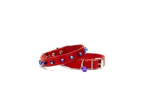 CATTİE BEADED LEATHER CAT NECK COLLAR RED 1.5X31-35CM BKT18XXLRED