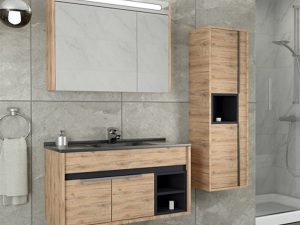 AQUANİL NAPOLI 100 CM BLACK BATHROOM CABINET WITH SINK DORADO | AQUANİL NAPOLI 100 CM SİYAH BANYO DOLABI LAVABOLU DORADO