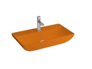NEWARC DOMINO COUNTERTOP FAUCET SINK WITH HOLE BRIGHT ORANGE 70X40X13.5CM 5019BT-O