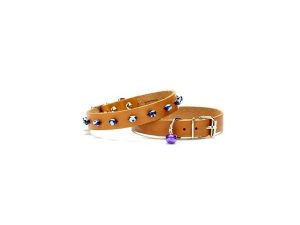 CATTİE BEADED LEATHER CAT NECK COLLAR CAMEL 1,5X31-35CM BKT18XXLCAMEL