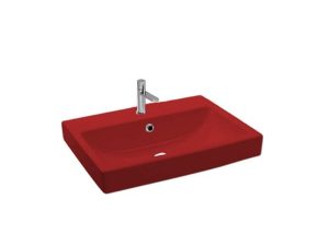 NEWARC AQUATIC COUNTERTOP FAUCET SINK WITH HOLE BRIGHT RED 60X44X8CM 5022R