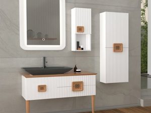AQUANİL ZÜRİH 100 CM ANTHRACITE BATHROOM CABINET WITH SINK WHITE