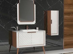 AQUANİL MİGELLA 100 CM BATHROOM CABINET WHITE/OAK | AQUANİL MİGELLA 100 CM BATHROOM CABINET WHITE/OAK