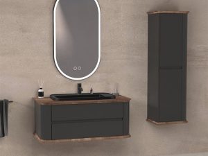 AQUANİL PİER 100 CM ANTHRACITE BATHROOM CABINET WITH BLACK SINK