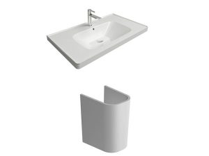 NEWARC NEWLİNE HALF PEDESTAL WASHBASIN 80X45X4,5 CM NEW L 080+ COMPACT WASHBASIN FOOT COM A012