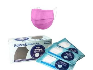 SEMASK FULL ULTRASONIC MELTBLOWN WIRE SURGICAL FACE MASK SINGLE PACK 25 PIECES PINK