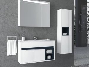 AQUANİL NAPOLI 85 CM WHITE BATHROOM CABINET WITH WHITE WASHBASIN WHITE