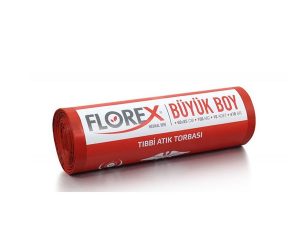 FLOREX 531 MEDICAL WASTE PRINTED BIG RED GARBAGE BAG 60X85CM 10 ROLLS 1 ROLL 10 PIECES | FLOREX 531 TIBBİ ATIK BASKILI BÜYÜK KIRMIZI ÇÖP POŞETİ 60X85CM 10 RULO 1 RULO 10 ADET