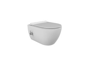 TURQUOISE CERASTYLE CİTY RİMLESS HANGING TOILET WITH INTEGRATED INTERMEDIATE FAUCET + SLOW CLOSING LID SET002013 COLD WATER