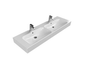 TURQUOISE CERASTYLE PINTO WASHBASIN 120X47CM 080700-U DOUBLE BOWL, DOUBLE FAUCET HOLE
