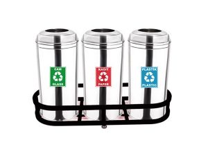 MAXİFLOW RECYCLING WASTE BUCKET WITH CURVED LID 3 PCS SS430 13337