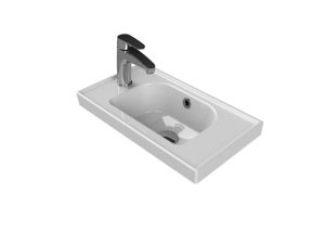 TURQUOISE CERASTYLE FRAME WASHBASIN 50X28CM 001800-U WITH LEFT HAND FAUCET HOLE