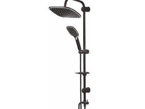 VENEZIA CARBON BLACK SQUARE RAIN SHOWER SET 5057203