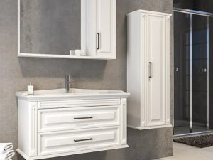 AQUANİL MOSKOVA 100 CM BATHROOM CABINET MIRRORED TOP CABINET - WHITE