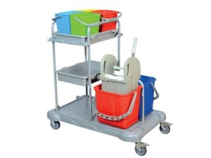 FLOOR SERVICE TROLLEY DOUBLE BUCKET PLASTIC 3304