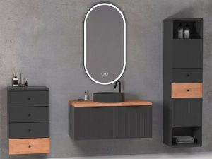 AQUANİL BELİSSİMO 100 CM BATHROOM CABINET ANTHRACITE / BEECH